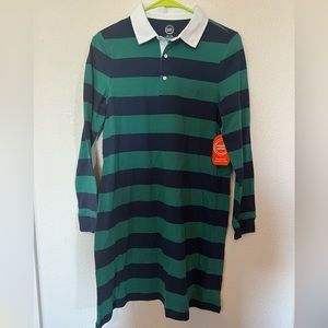 Girls Wonder Nation XXL Navy blue and green with white collar dress